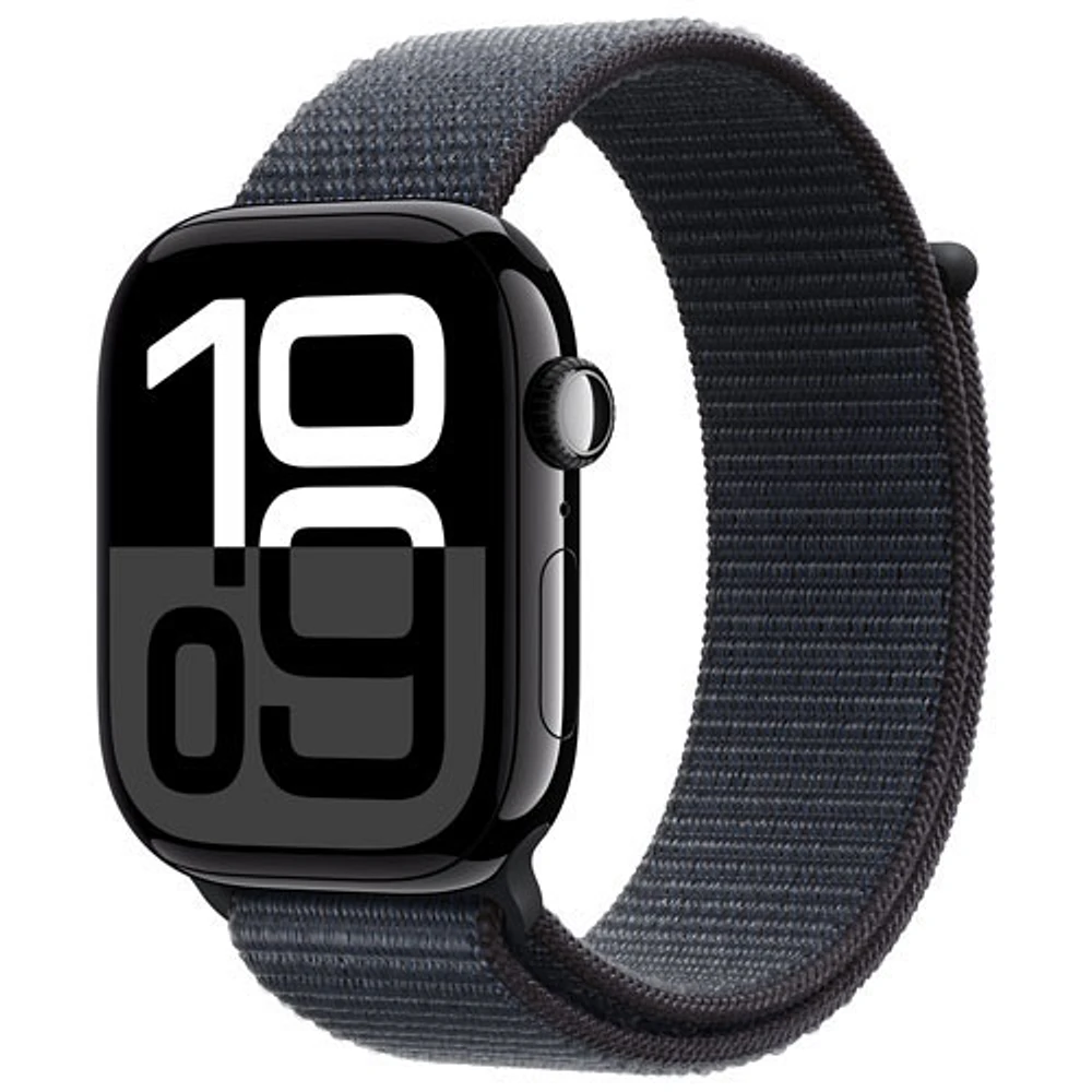 Virgin Plus Apple Watch Series 10 (GPS + Cellular) 46mm Jet Black Aluminum Case w/ Ink Sport Loop - Monthly Financing