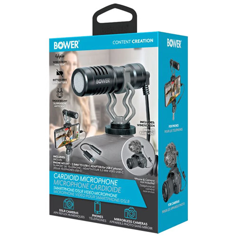 Bower Cardioid Condenser Microphone for Smartphones and DSLRs (BBC-MIC200)