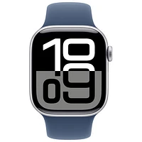 Apple Watch Series 10 (GPS + Cellulaire) avec boîtier de mm en aluminium argenté et bracelet sport denim par Freedom Mobile - Moyen/Grand