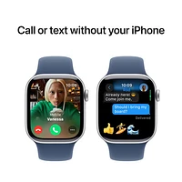Apple Watch Series 10 (GPS + Cellulaire) avec boîtier de mm en aluminium argenté et bracelet sport denim par Freedom Mobile - Moyen/Grand