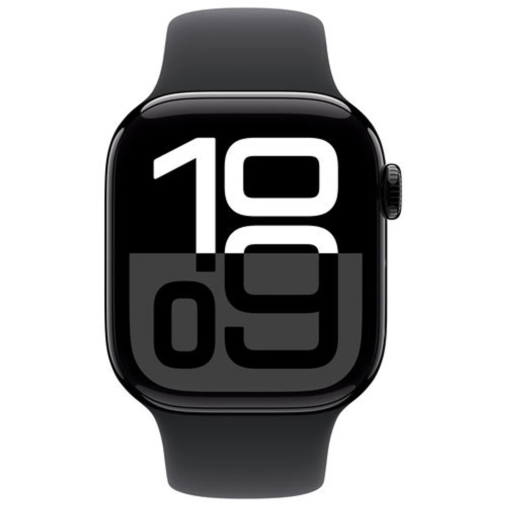 Freedom Mobile Apple Watch Series 10 (GPS+Cellular) 42mm Jet Black Aluminum Case w/Black Sport Band-/M-Monthly Tab Payment