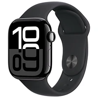 Apple Watch Series 10 (GPS + Cellulaire) avec boîtier de mm en aluminium noir de jais et bracelet sport noir par Freedom Mobile - Moyen/Grand