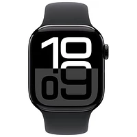 Apple Watch Series 10 (GPS + Cellulaire) avec boîtier de mm en aluminium noir de jais et bracelet sport noir par Freedom Mobile - Moyen/Grand