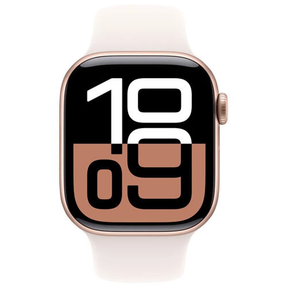 Apple Watch Series 10 (GPS + Cellulaire) avec boîtier de mm en aluminium rose doré et bracelet sport rose tendre par Freedom Mobile - Moyen/Grand
