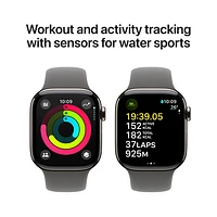 Apple Watch Series 10 (GPS + Cellulaire) avec boîtier de mm en titane naturel et bracelet sport gris pierre par Freedom Mobile - Moyen/Grand