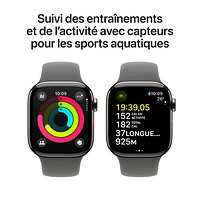 Apple Watch Series 10 (GPS + Cellulaire) avec boîtier de mm en titane naturel et bracelet sport gris pierre par Freedom Mobile - Moyen/Grand