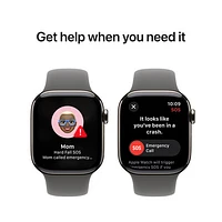 Apple Watch Series 10 (GPS + Cellulaire) avec boîtier de mm en titane naturel et bracelet sport gris pierre par Freedom Mobile - Moyen/Grand