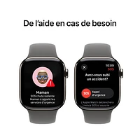 Apple Watch Series 10 (GPS + Cellulaire) avec boîtier de mm en titane naturel et bracelet sport gris pierre par Freedom Mobile - Moyen/Grand