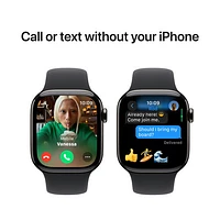 Apple Watch Series 10 (GPS + Cellulaire) avec boîtier de mm en titane ardoise et bracelet sport noir par Freedom Mobile - Moyen/Grand