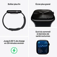 Apple Watch Series 10 (GPS + Cellulaire) avec boîtier de mm en titane ardoise et bracelet sport noir par Freedom Mobile - Moyen/Grand