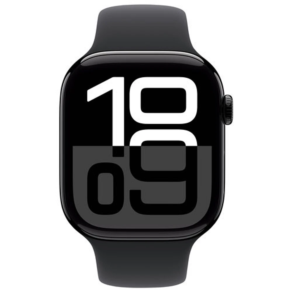 Freedom Mobile Apple Watch Series 10 (GPS+Cellular) 46mm Jet Black Aluminum Case w/Black Sport Band-/M-Monthly Tab Payment