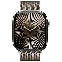 Apple Watch Series 10 (GPS + Cellulaire) avec boîtier de 46 mm en titane naturel et bracelet milanais naturel par Freedom Mobile - Moyen/Grand - Paiement Balance mensuel