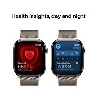 Apple Watch Series 10 (GPS + Cellulaire) avec boîtier de 46 mm en titane naturel et bracelet milanais naturel par Freedom Mobile - Moyen/Grand - Paiement Balance mensuel