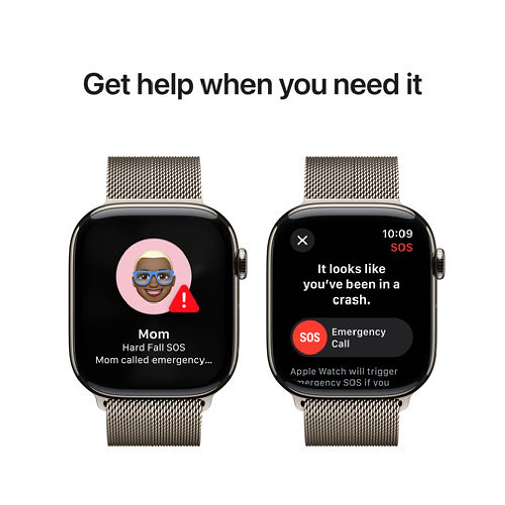 Apple Watch Series 10 (GPS + Cellulaire) avec boîtier de 46 mm en titane naturel et bracelet milanais naturel par Freedom Mobile - Moyen/Grand - Paiement Balance mensuel