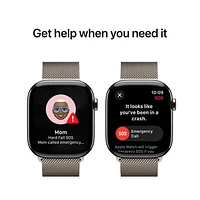 Apple Watch Series 10 (GPS + Cellulaire) avec boîtier de 46 mm en titane naturel et bracelet milanais naturel par Freedom Mobile - Moyen/Grand - Paiement Balance mensuel