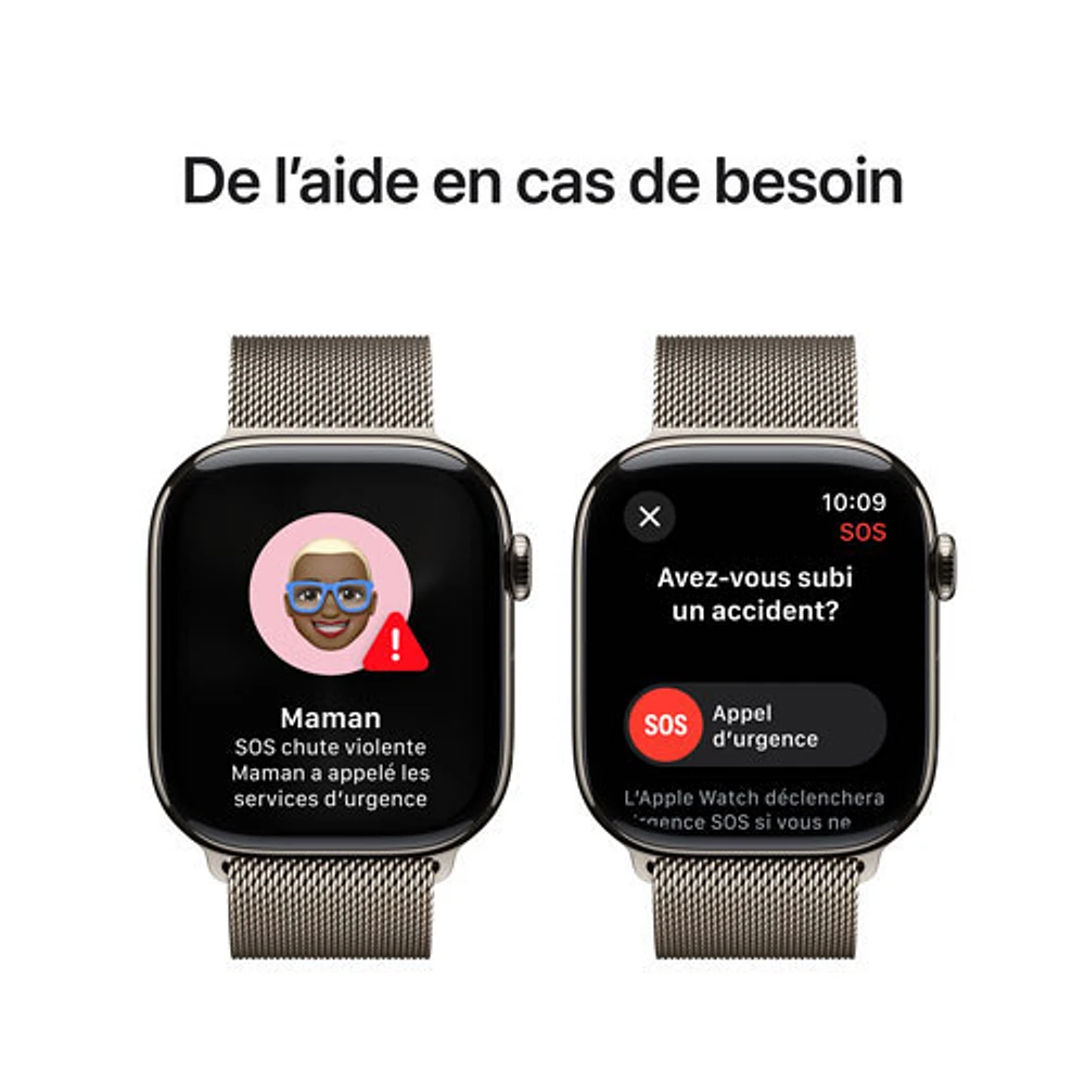 Apple Watch Series 10 (GPS + Cellulaire) avec boîtier de 46 mm en titane naturel et bracelet milanais naturel par Freedom Mobile - Moyen/Grand - Paiement Balance mensuel