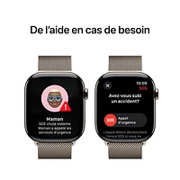 Apple Watch Series 10 (GPS + Cellulaire) avec boîtier de 46 mm en titane naturel et bracelet milanais naturel par Freedom Mobile - Moyen/Grand - Paiement Balance mensuel