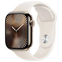 Freedom Mobile Apple Watch Series 10 (GPS+Cellular) 42mm Gold Titanium Case w/Starlight Sport Band-M/L-Monthly Tab Payment