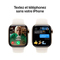 Freedom Mobile Apple Watch Series 10 (GPS+Cellular) 42mm Gold Titanium Case w/Starlight Sport Band-M/L-Monthly Tab Payment
