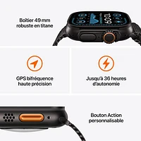 Apple Watch Ultra 2 (GPS + Cellulaire) avec boîtier de 49 mm en titane naturel et bracelet milanais en titane naturel par Freedom Mobile - Moyen - Paiement Balance mensuel