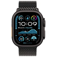 Apple Watch Ultra 2 (GPS + Cellulaire) avec boîtier de 49 mm en titane noir et bracelet milanais en titane noir par Freedom Mobile - Petit - Paiement Balance mensuel