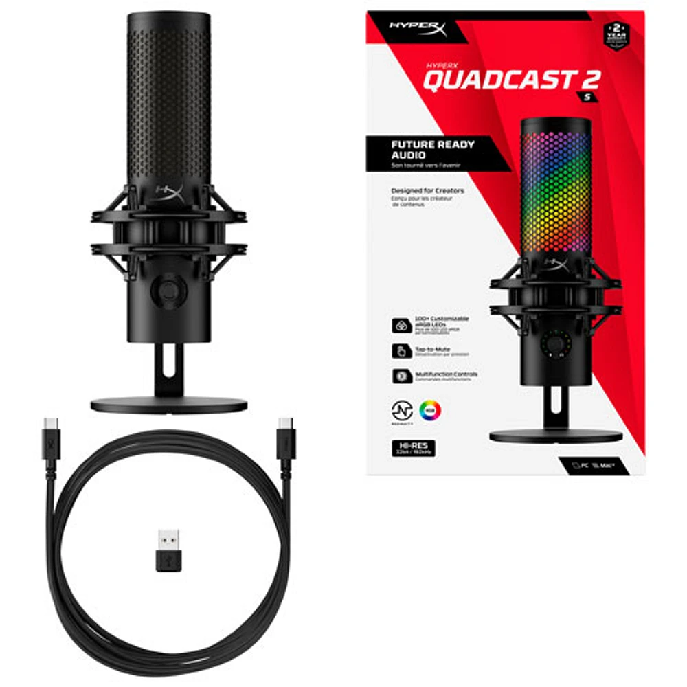 HyperX QuadCast 2 S Desktop USB Microphone - Black/Red