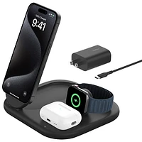 Belkin BoostCharge 3-in-1 15W Qi2 Magnetic Wireless Charging Stand (WIZ029ttBK) - Black