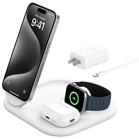 Belkin BoostCharge 3-in-1 15W Qi2 Magnetic Wireless Charging Stand (WIZ029ttWH) - White