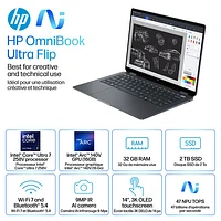 HP OmniBook Ultra Flip 14" Touchscreen Laptop - Eclipse Grey (Intel Core Ultra 7 258V/32GB RAM/2TB HDD)