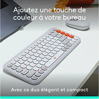 Logitech POP Bluetooth Optical Keyboard & Mouse Combo - Off-White/Orange - English