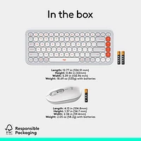 Logitech POP Bluetooth Optical Keyboard & Mouse Combo - Off-White/Orange - English