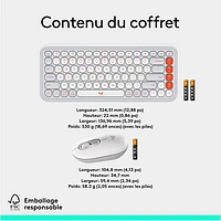 Logitech POP Bluetooth Optical Keyboard & Mouse Combo - Off-White/Orange - English