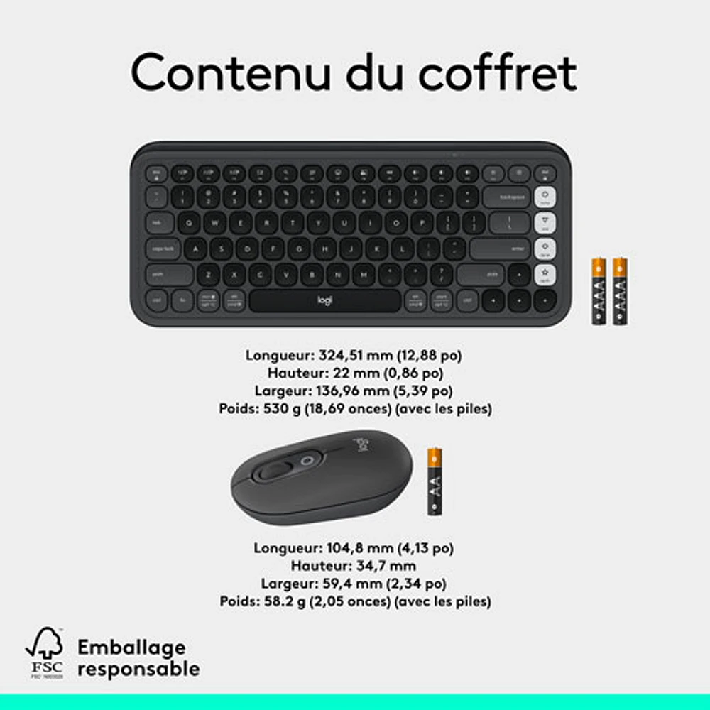 Logitech POP Bluetooth Optical Keyboard & Mouse Combo - Graphite/Off-White - English