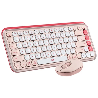 Logitech POP Bluetooth Optical Keyboard & Mouse Combo - Rose/Off-White - English