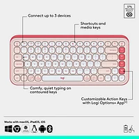 Logitech POP Bluetooth Optical Keyboard & Mouse Combo - Rose/Off-White - English