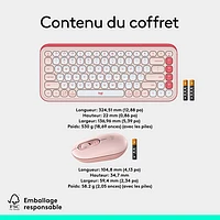 Logitech POP Bluetooth Optical Keyboard & Mouse Combo - Rose/Off-White - English