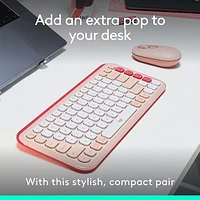 Logitech POP Bluetooth Optical Keyboard & Mouse Combo - Rose/Off-White - English