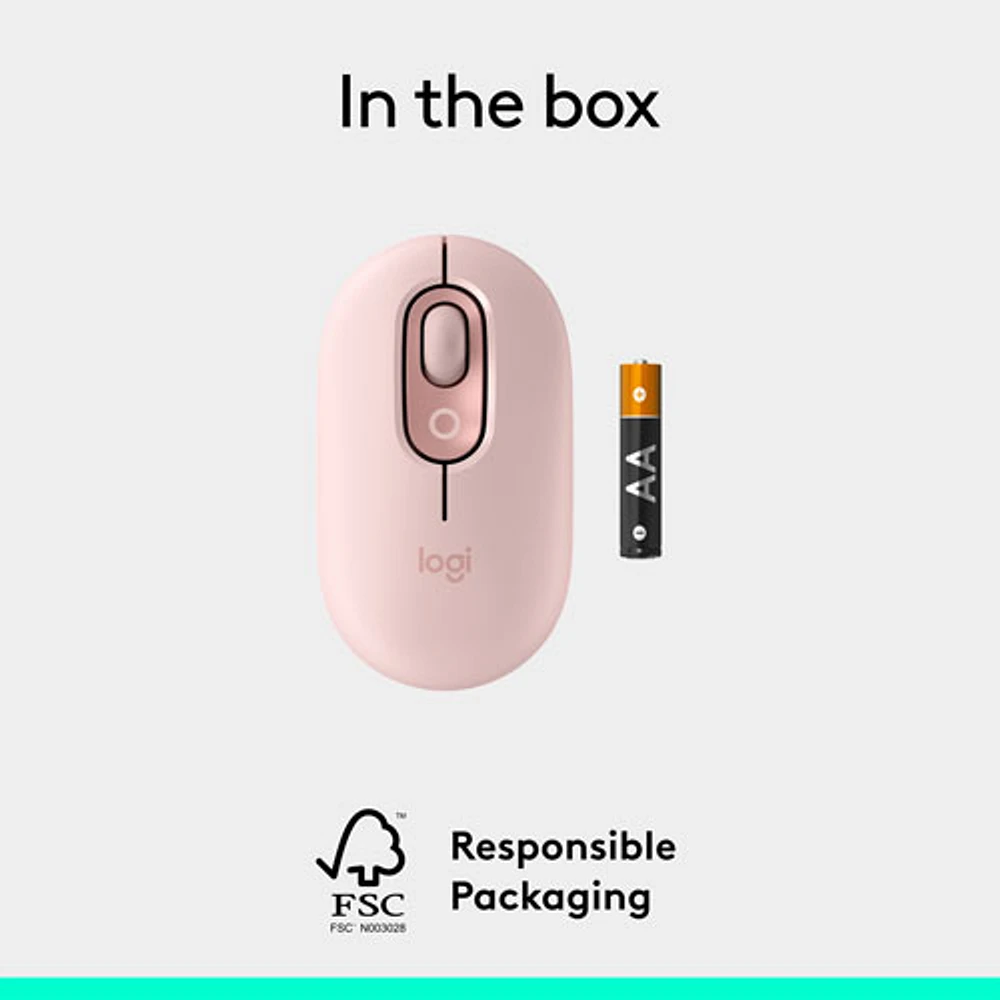 Logitech POP Mouse Bluetooth Optical Mouse - Rose