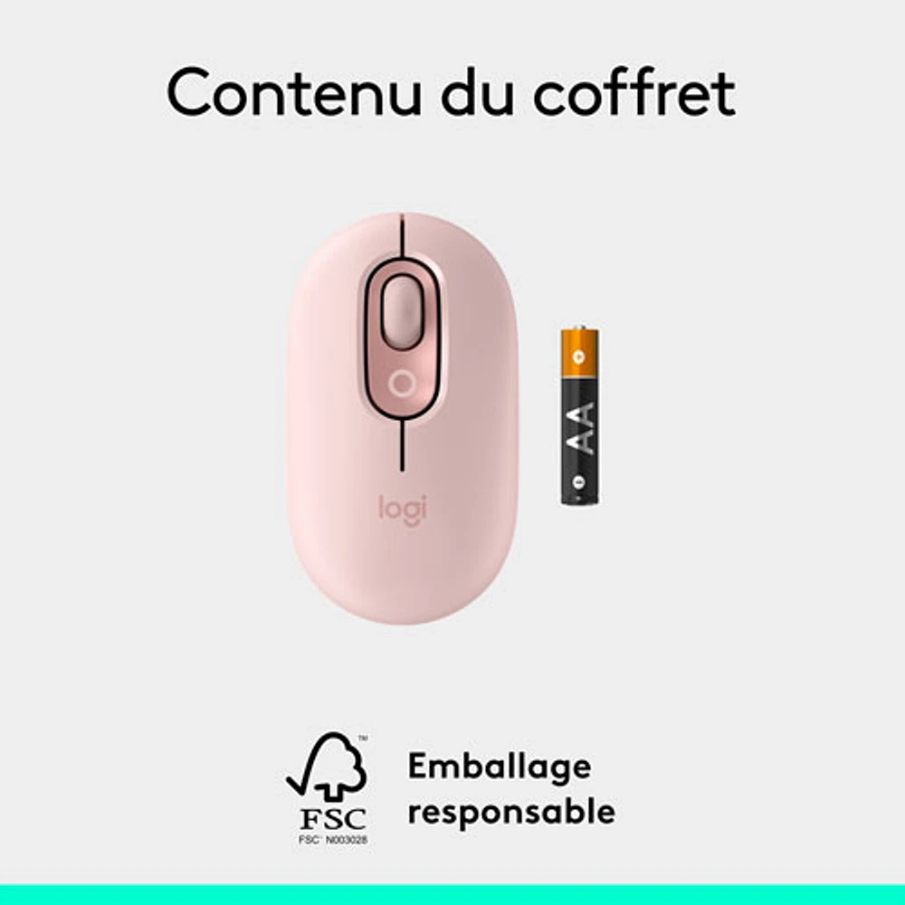 Logitech POP Mouse Bluetooth Optical Mouse - Rose