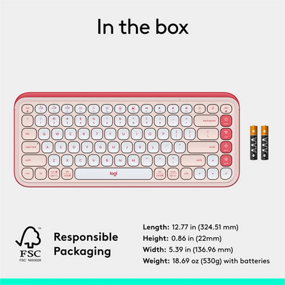 Logitech POP Icon Keys Bluetooth Keyboard - Rose/Off-White - English