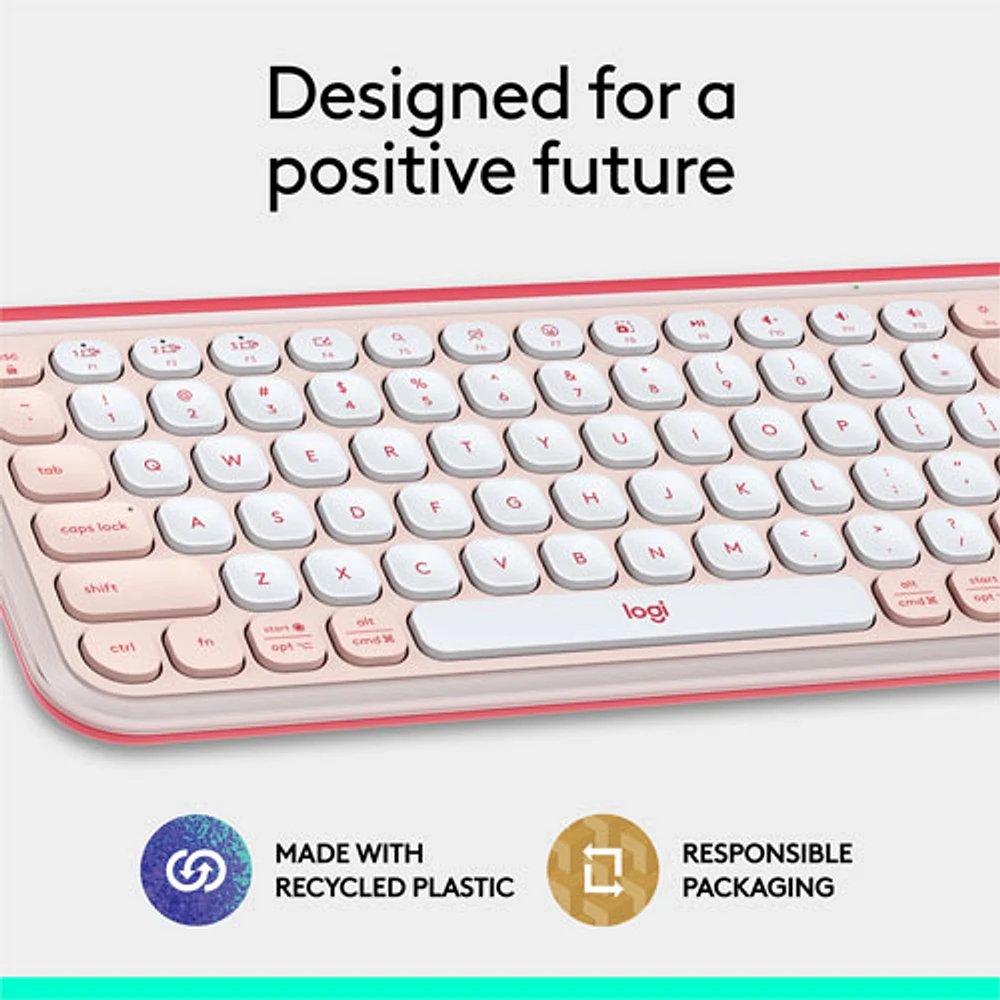 Logitech POP Icon Keys Bluetooth Keyboard - Rose/Off-White - English