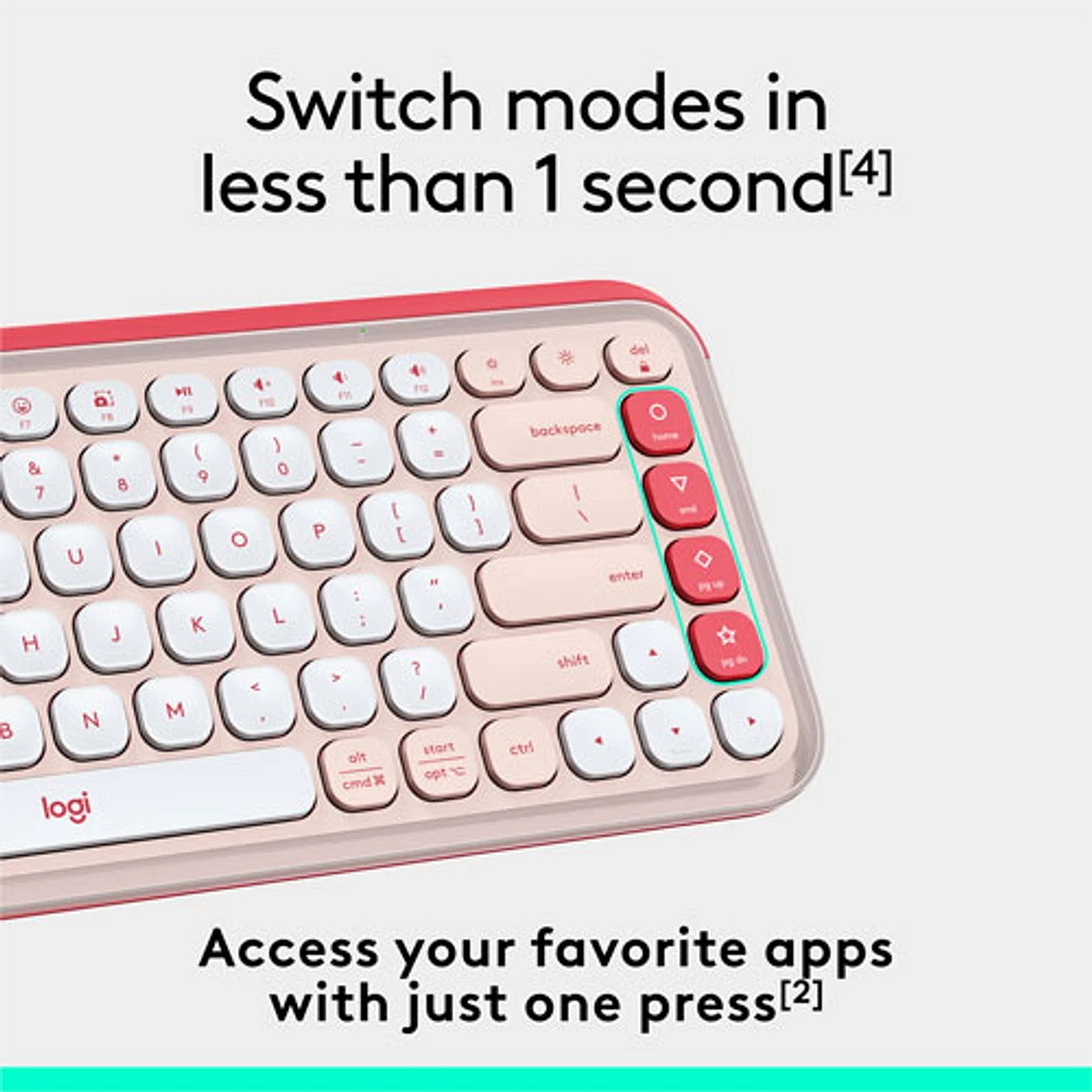 Logitech POP Icon Keys Bluetooth Keyboard - Rose/Off-White - English