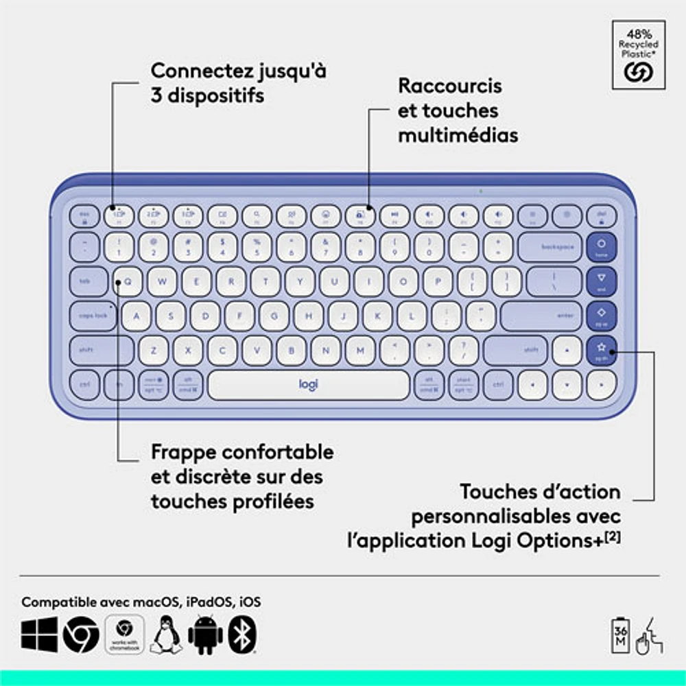 Logitech POP Icon Keys Bluetooth Keyboard - /Off-White