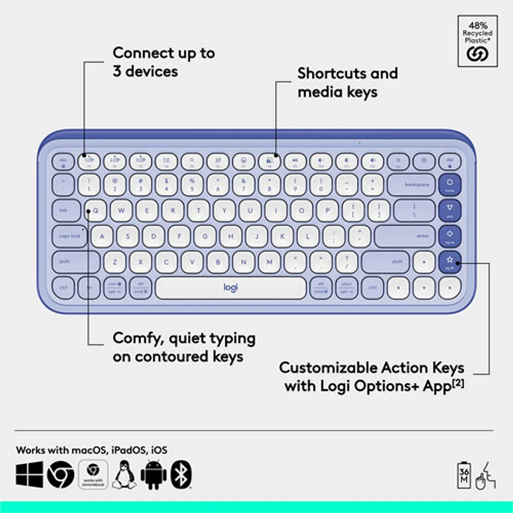 Logitech POP Icon Keys Bluetooth Keyboard - /Off-White