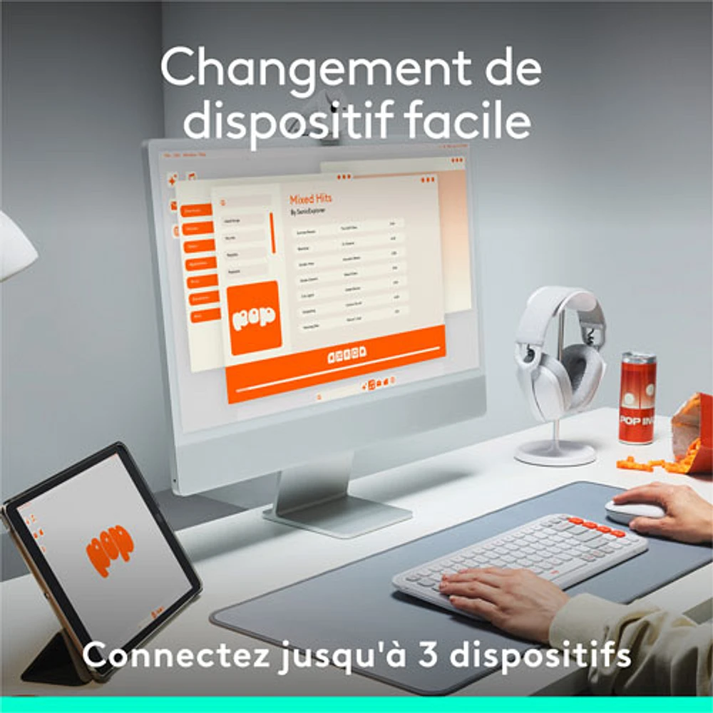 Clavier Bluetooth POP Icon Keys de Logitech - Orange/Blanc cassé - Anglais