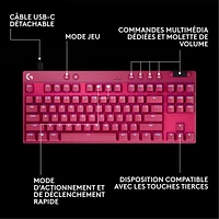 Logitech G PRO X Tenkeyless Rapid Backlit RGB Magnetic Analog Switches Gaming Keyboard -Magenta- Bilingual