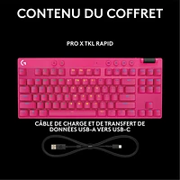 Logitech G PRO X Tenkeyless Rapid Backlit RGB Magnetic Analog Switches Gaming Keyboard -Magenta- Bilingual