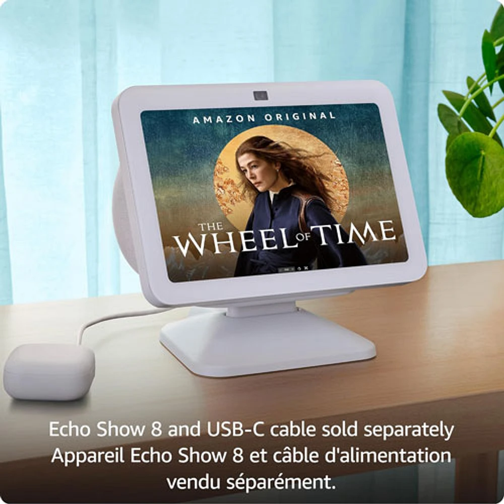 Support réglable Echo Show 8 (3e gén.) avec port de chargement USB-C - Blanc glacier