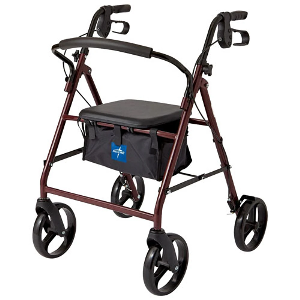 Medline Basic Steel Frame Foldable Rollator Walker with Storage Bag