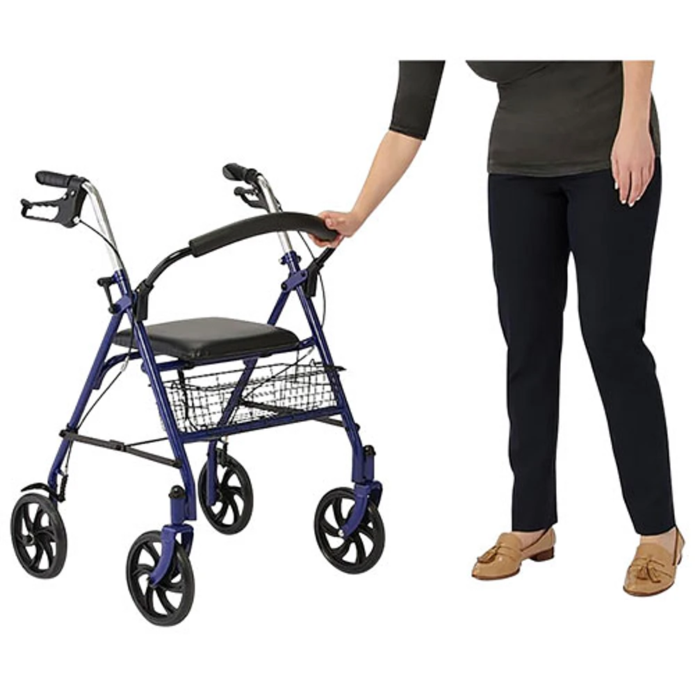 Medline Basic Foldable Powder-Coated Steel Rollator Walker with Basket